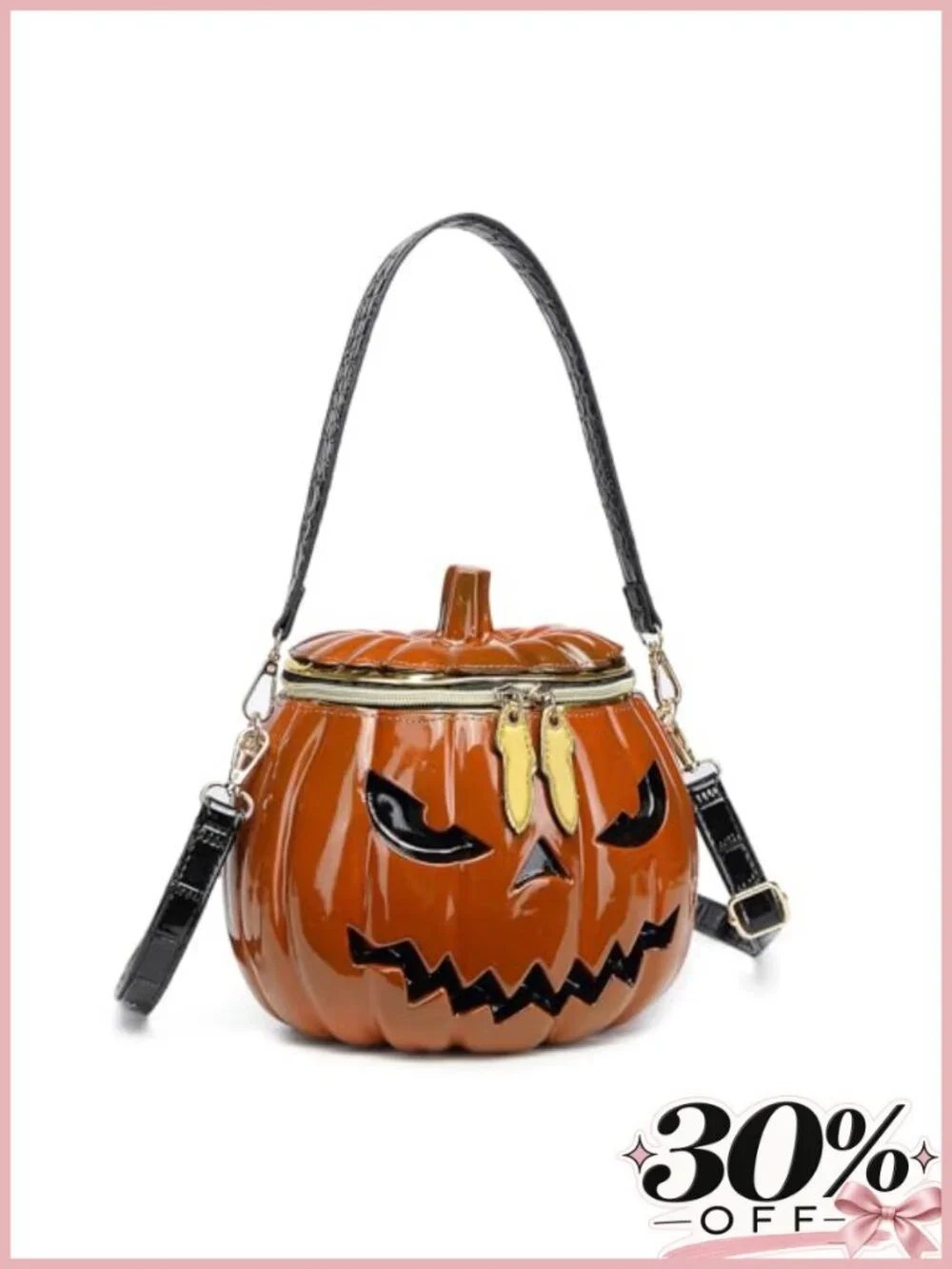 Pumpkin Shaped Crossbody Bag for Women, PVC Waterproof Shoulder Purse Halloween